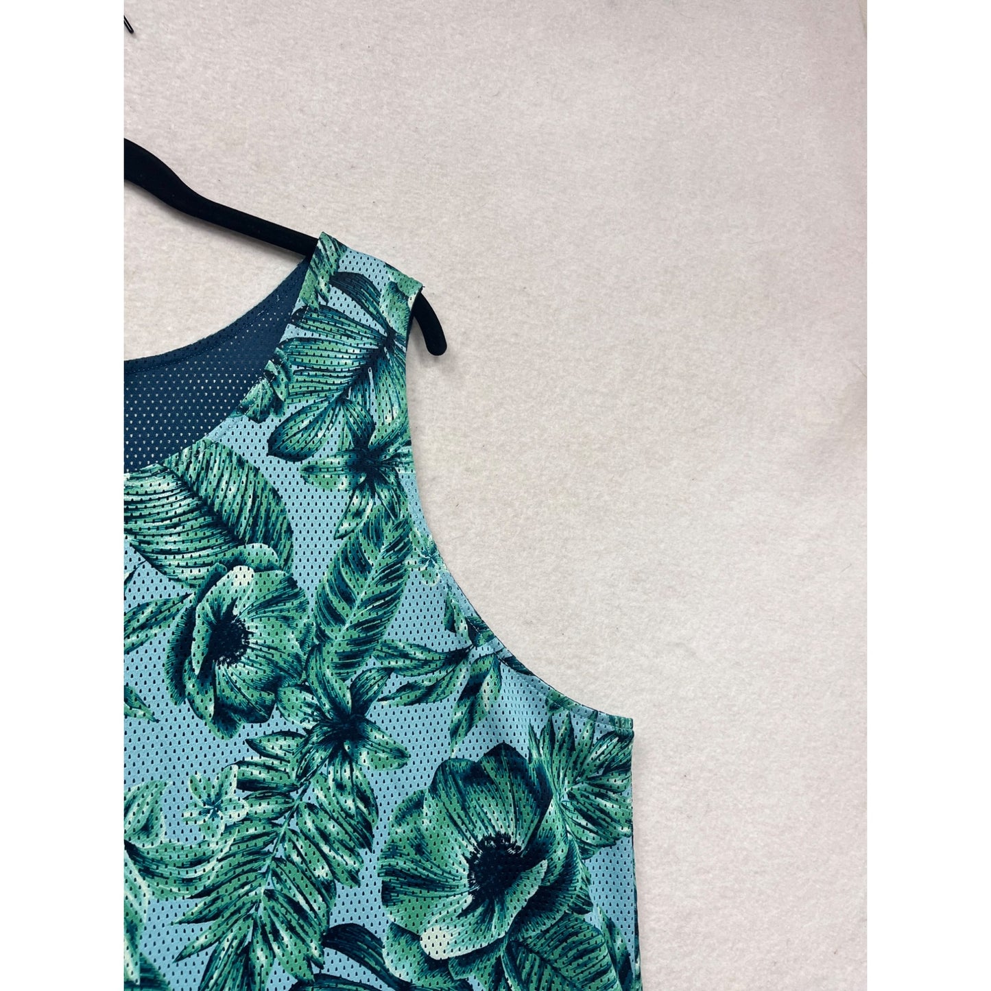 Original Use XL Sleeveless Tropical Print Mesh Tank Top For #320A