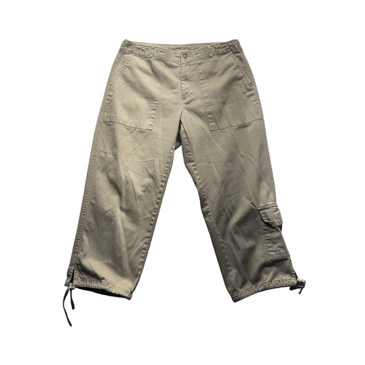 Beige Cargo Pants With Drawstring Hem & Pockets Size 8 100% Cotton #9263