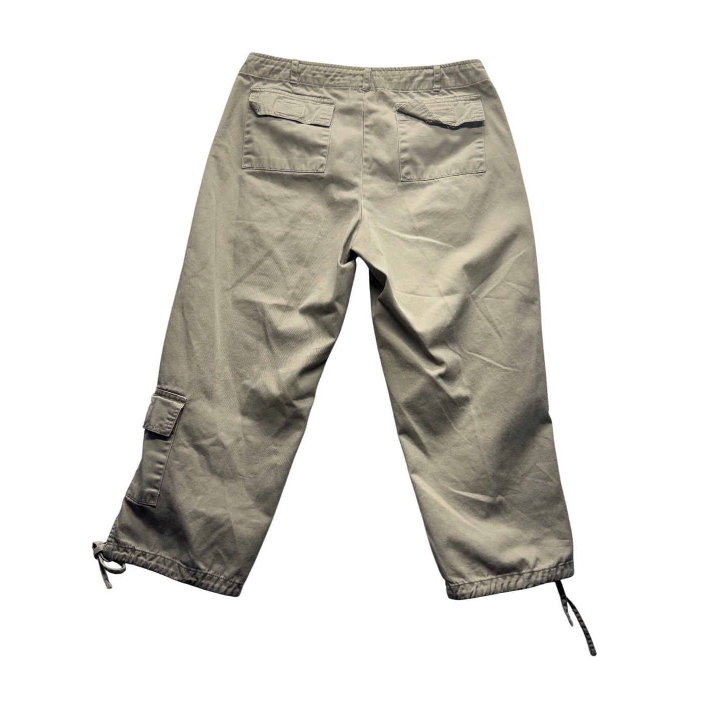 Beige Cargo Pants With Drawstring Hem & Pockets Size 8 100% Cotton #9263
