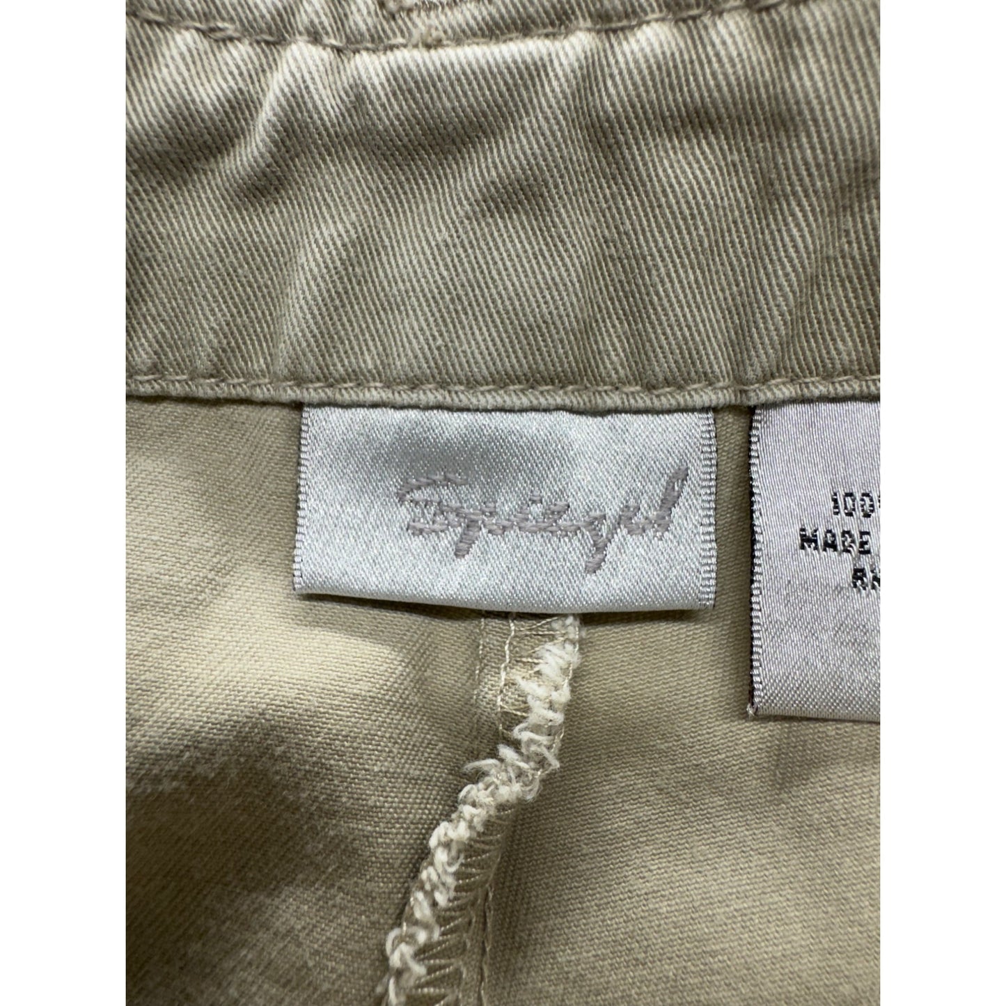 Beige Cargo Pants With Drawstring Hem & Pockets Size 8 100% Cotton #9263