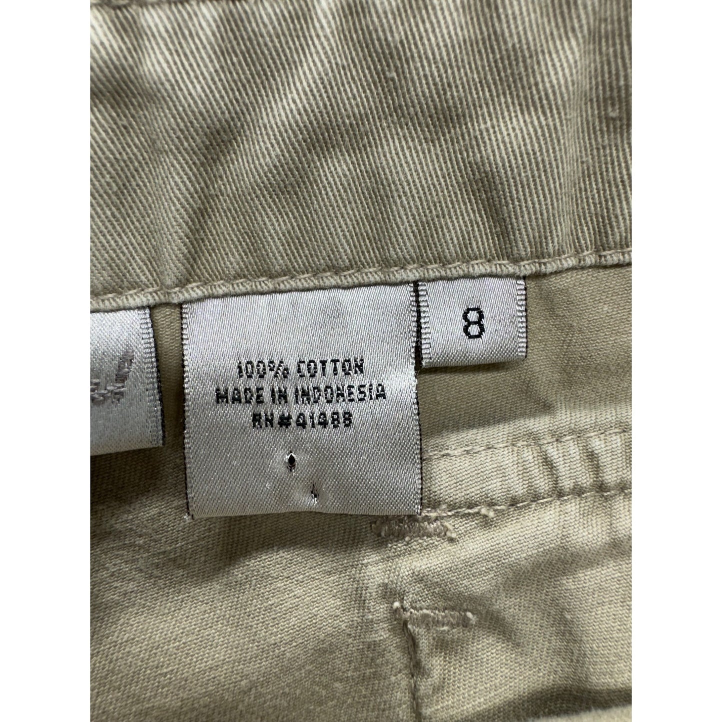 Beige Cargo Pants With Drawstring Hem & Pockets Size 8 100% Cotton #9263