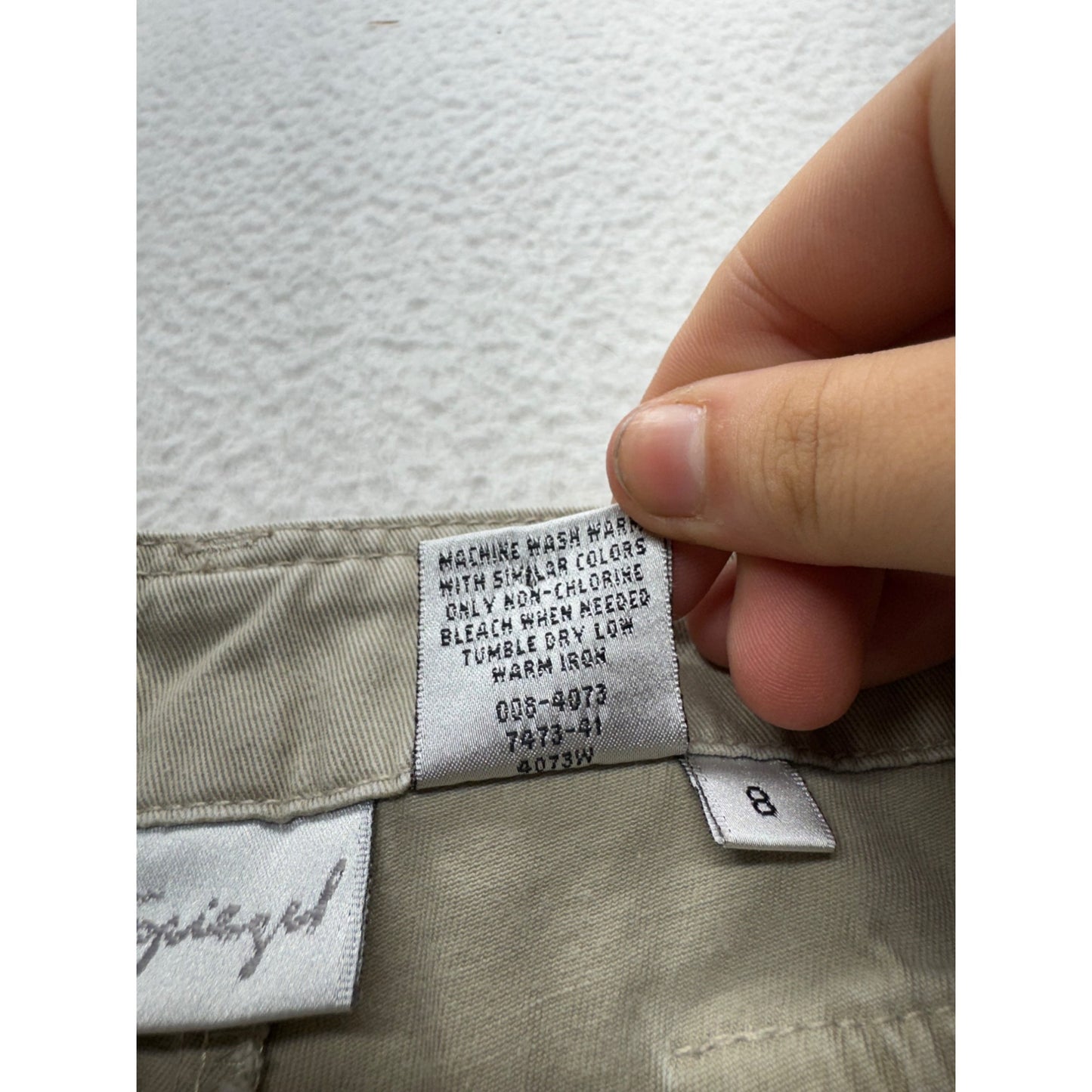 Beige Cargo Pants With Drawstring Hem & Pockets Size 8 100% Cotton #9263