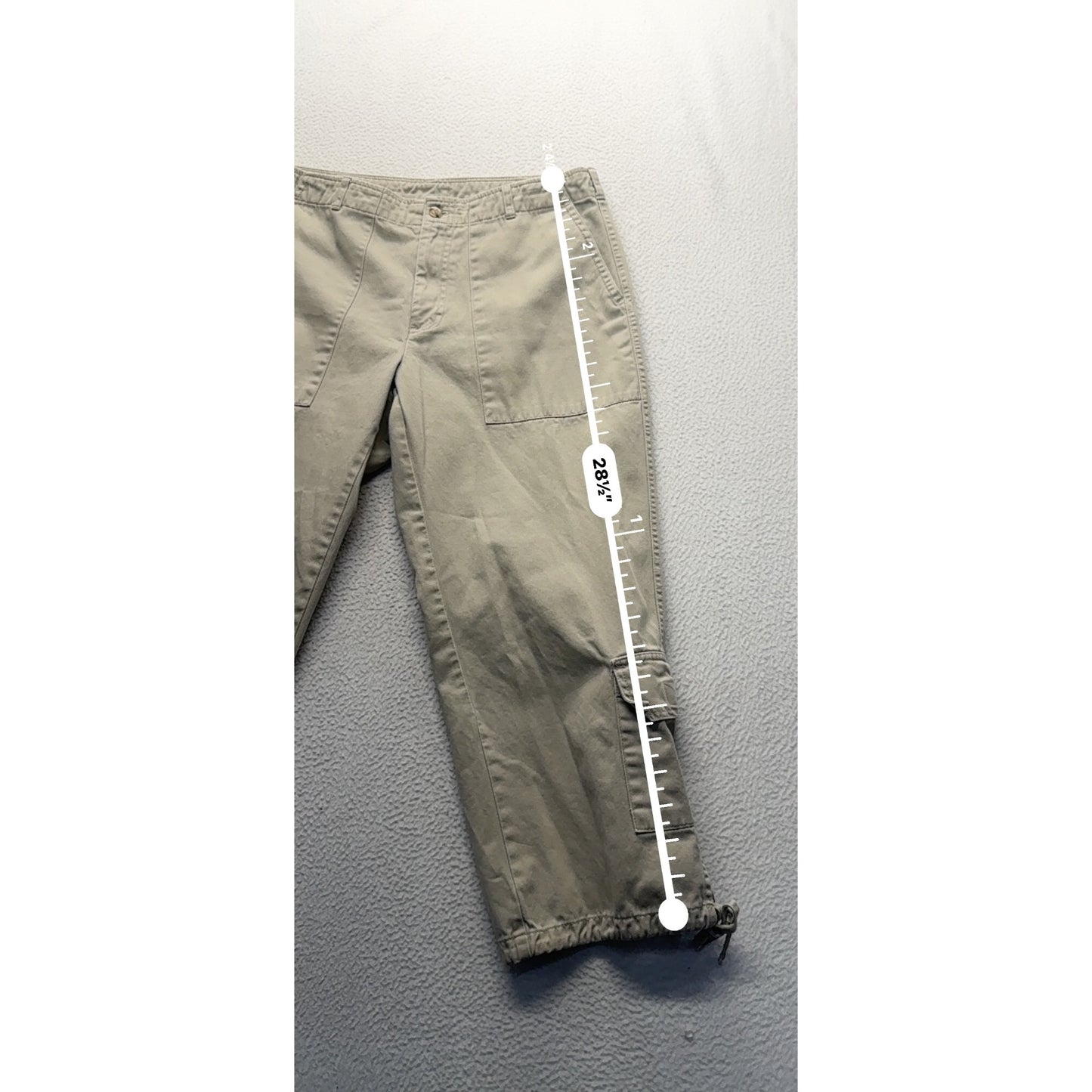 Beige Cargo Pants With Drawstring Hem & Pockets Size 8 100% Cotton #9263