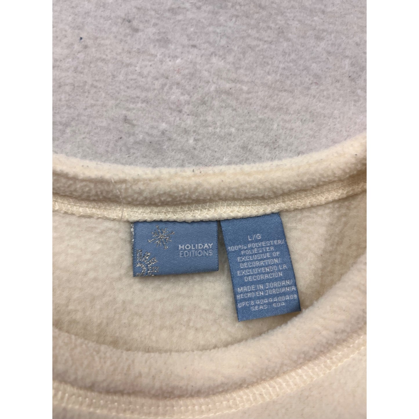 Holiday Editions Large Cream Fleece Pullover #999A