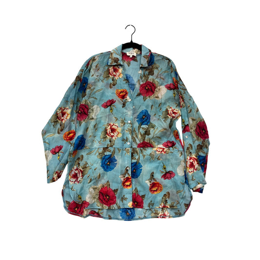 Women’s Medium Floral Button-Up Sheer Long-Sleeve Blouse By Umgee #6585