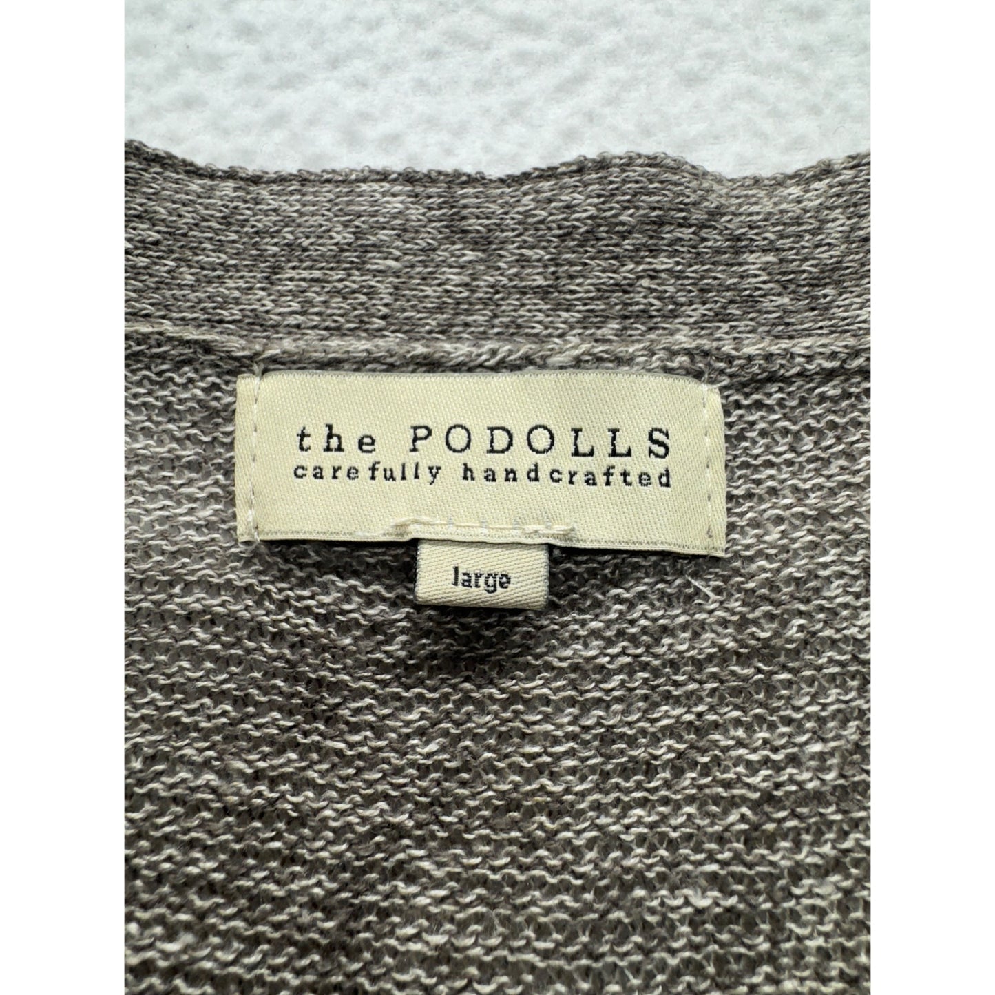 The Podolls Gray Button-Front Cardigan Dress Size L Linen & Cotton #7905