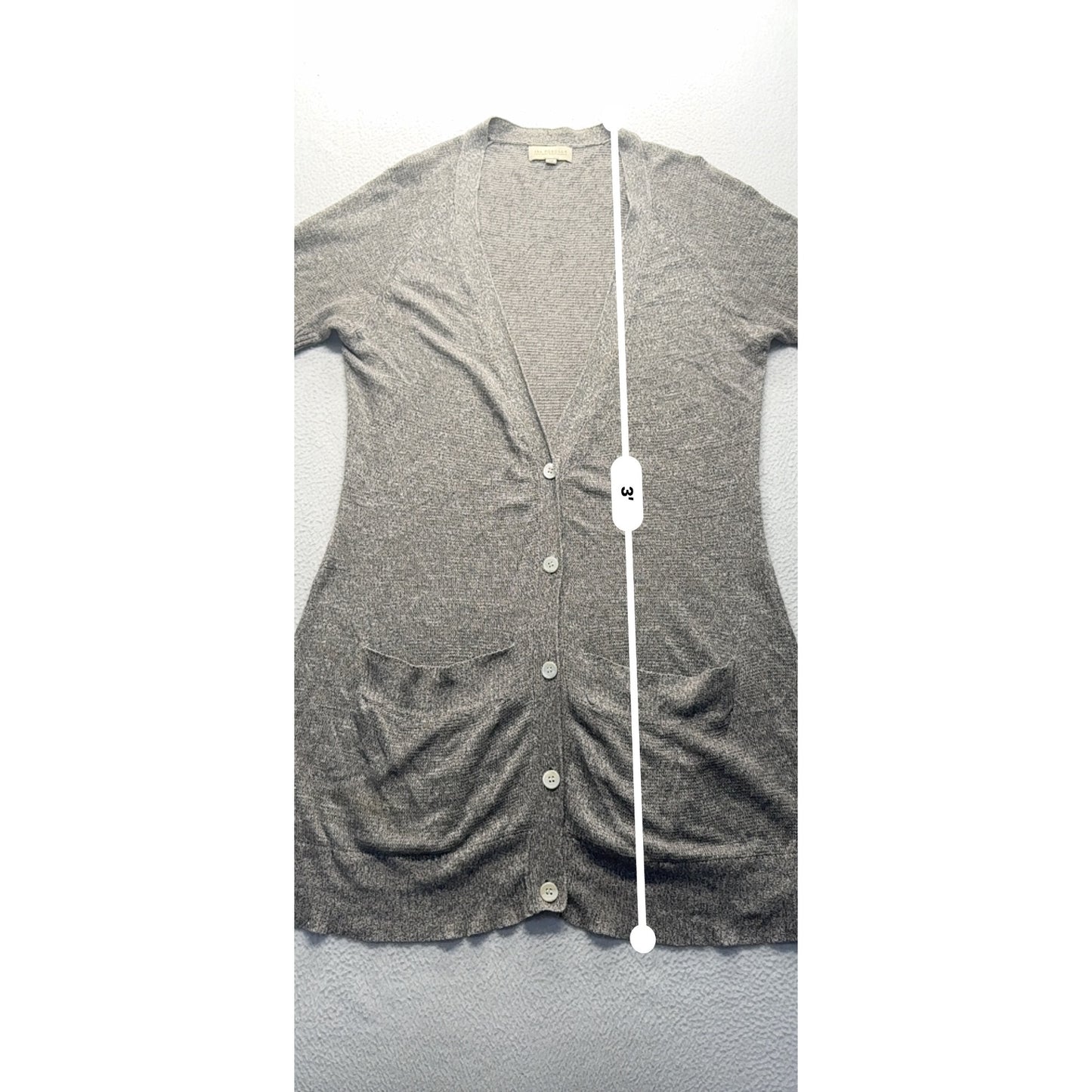 The Podolls Gray Button-Front Cardigan Dress Size L Linen & Cotton #7905