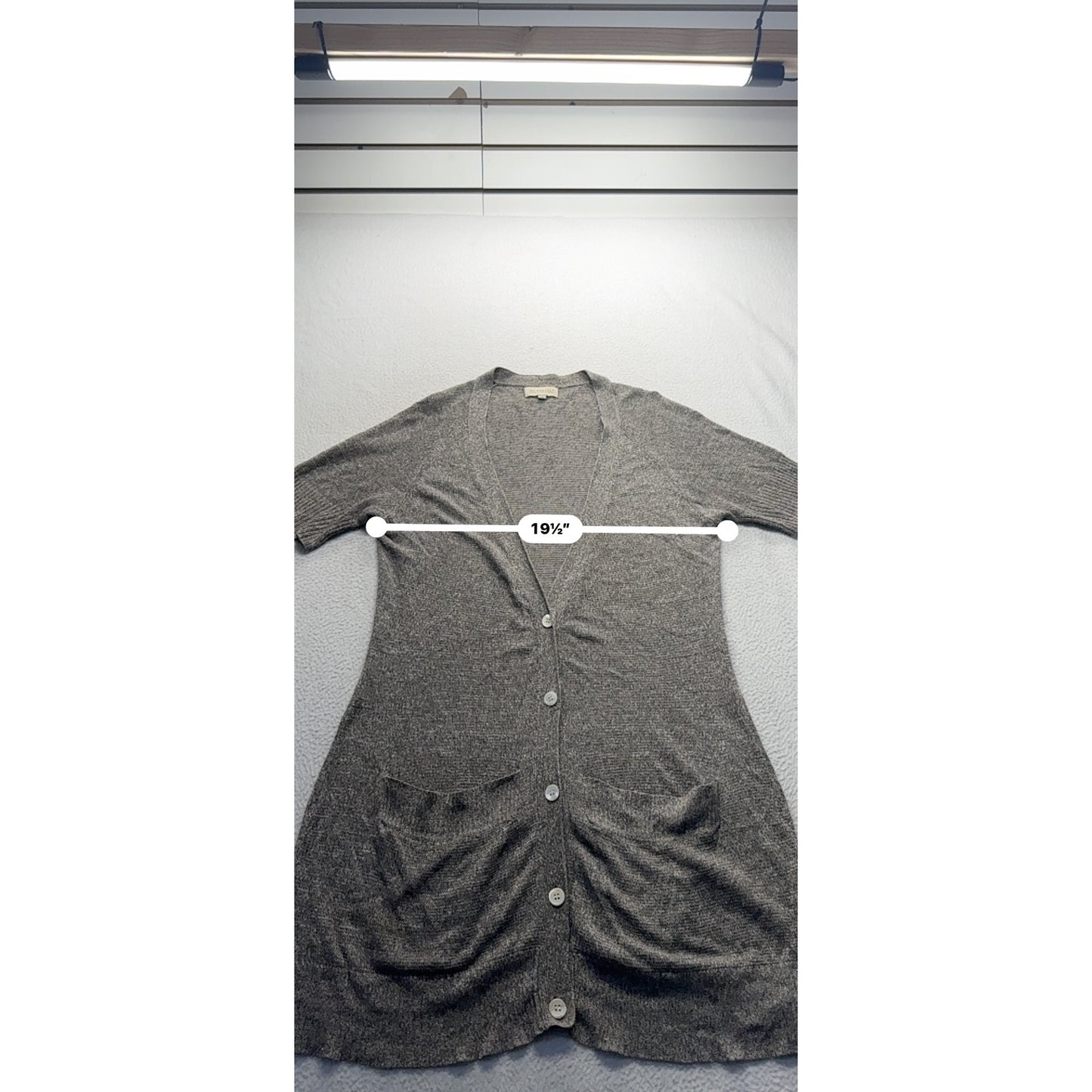 The Podolls Gray Button-Front Cardigan Dress Size L Linen & Cotton #7905