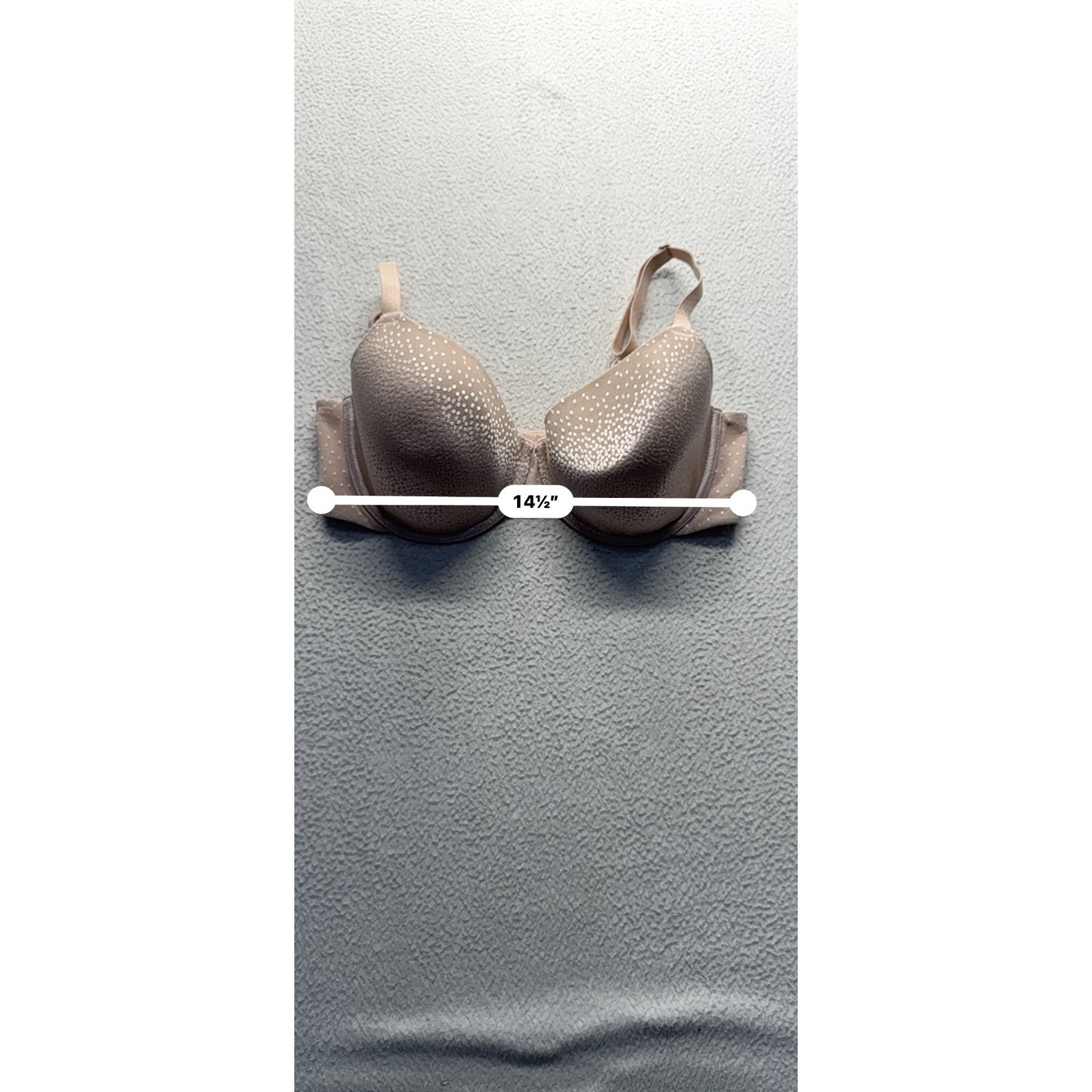 Wacoal Beige Underwire Bra 36DD With Adjustable Straps & Dot Pattern #9390