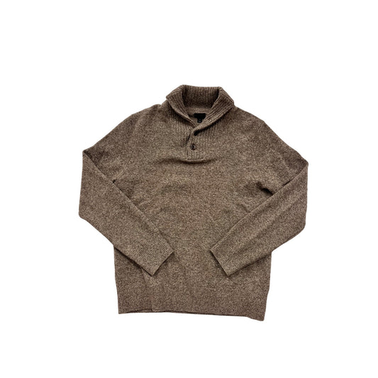 J.Crew Lambswool Shawl Collar Sweater Size L Brown Heather #8316