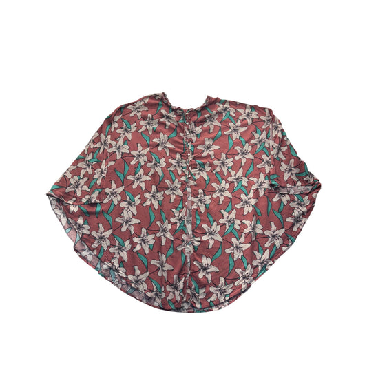 ONeill Floral Kimono Top With Button Details & Ruffled Collar #7901