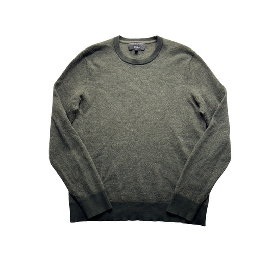 Banana Republic Italian Merino Wool Crew Neck Sweater Textured Green L #9568