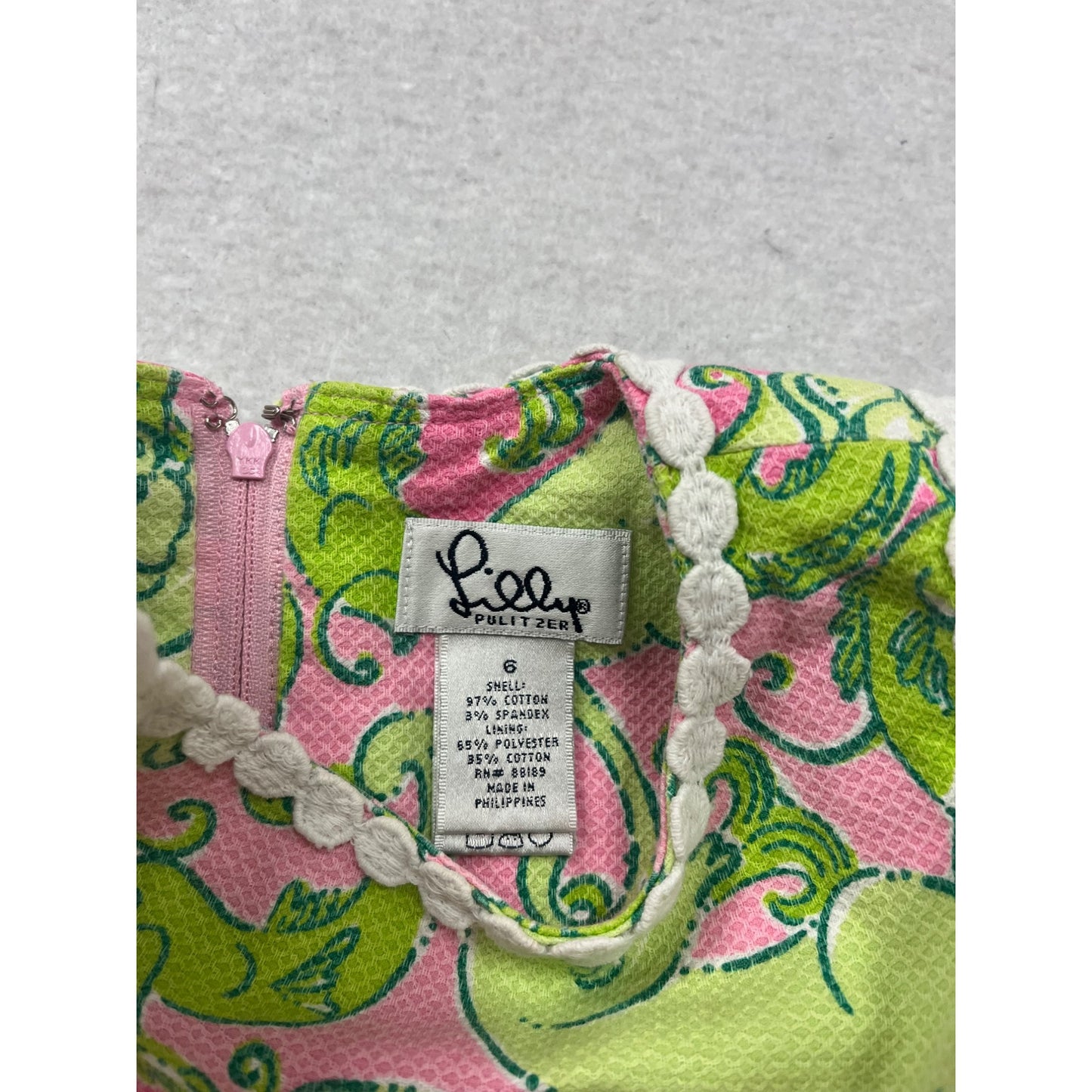 Lilly Pulitzer Girls Sleeveless Pink & Green Animal Print Dress 6 #706A
