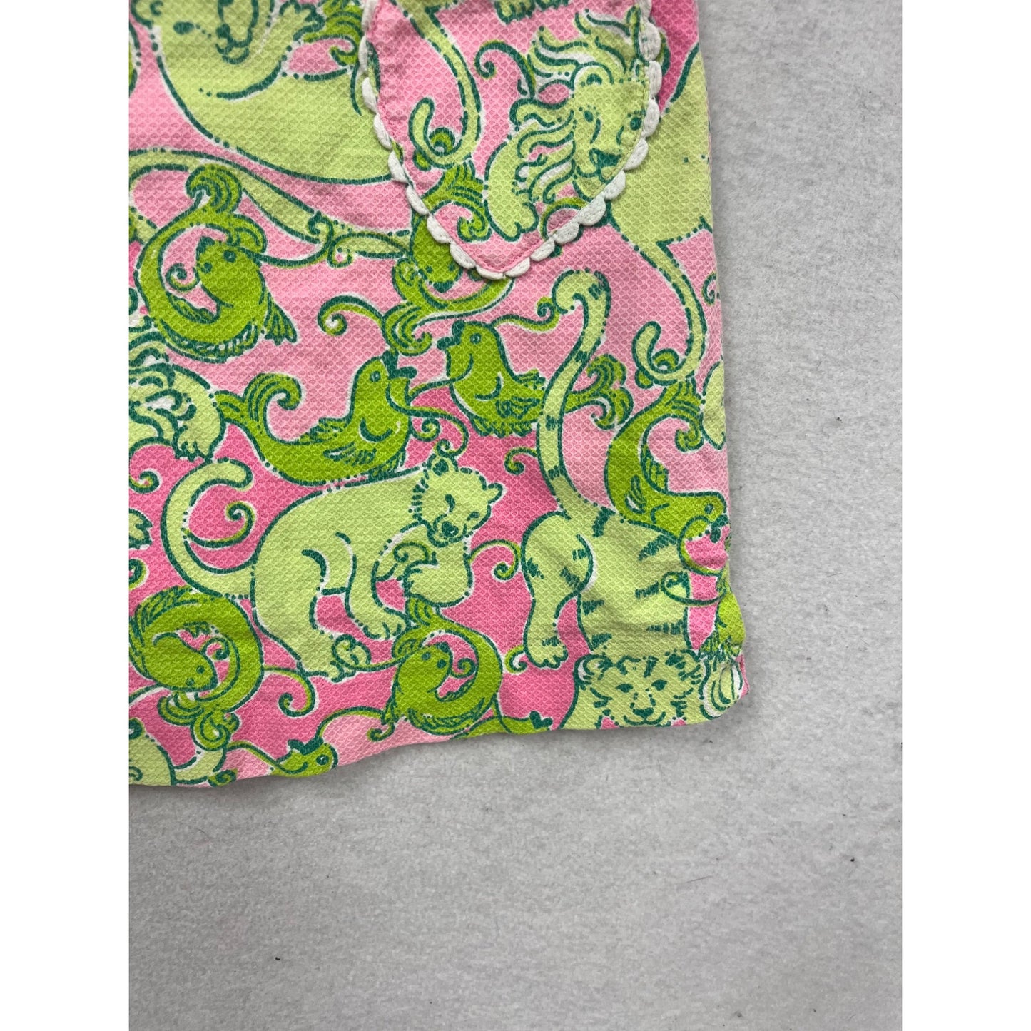 Lilly Pulitzer Girls Sleeveless Pink & Green Animal Print Dress 6 #706A
