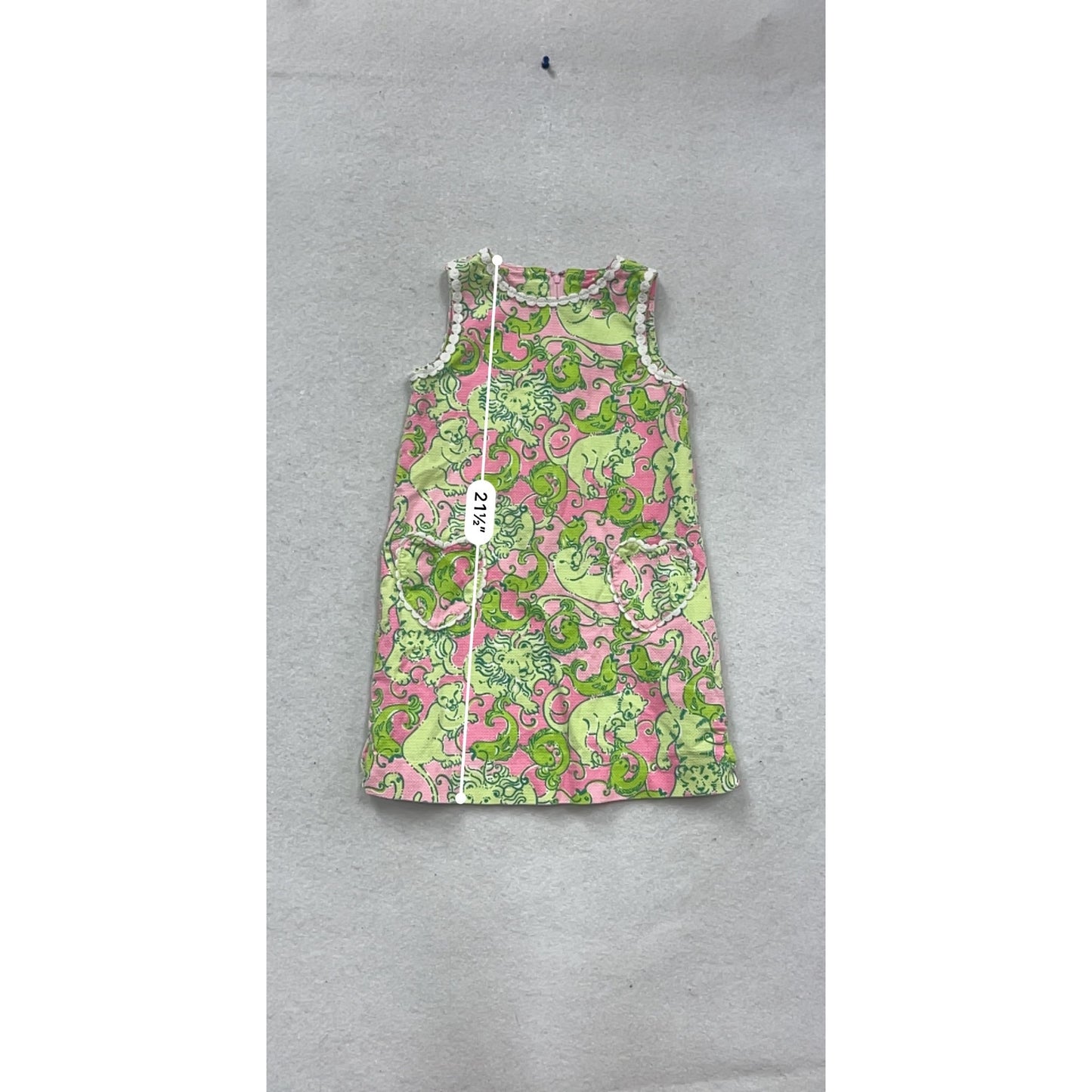 Lilly Pulitzer Girls Sleeveless Pink & Green Animal Print Dress 6 #706A