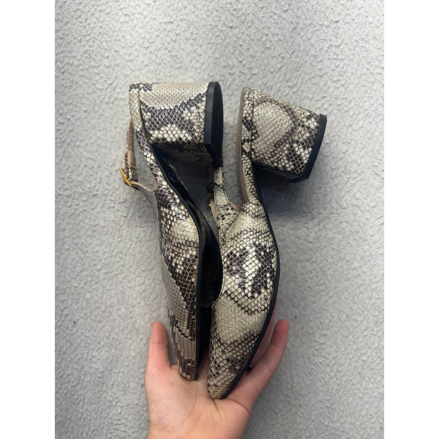 Mussi Snake Print Slingback Block Heel Shoes Made In Colombia #9818
