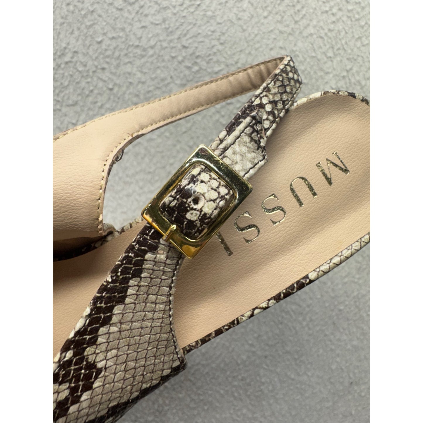 Mussi Snake Print Slingback Block Heel Shoes Made In Colombia #9818