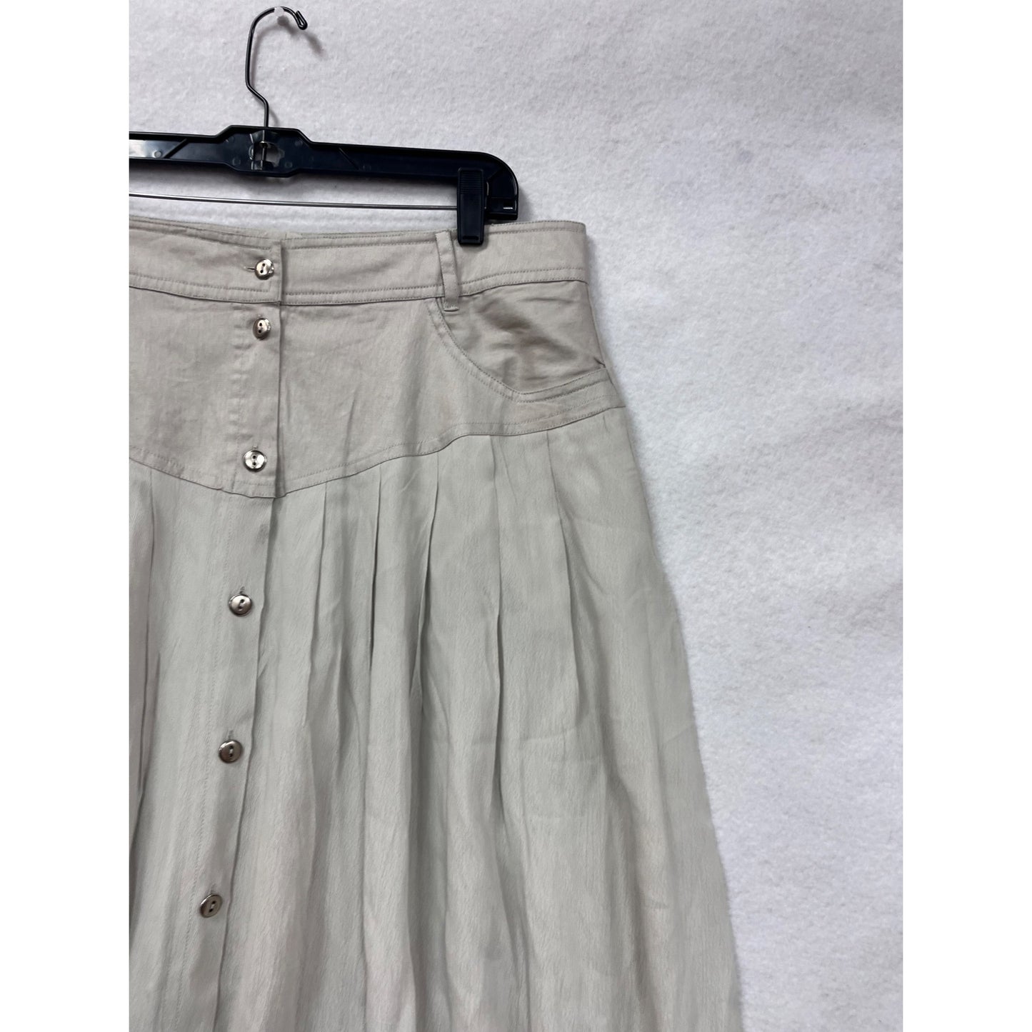Vintage Style Button Front Pleated Maxi Skirt By Together Size L #8208