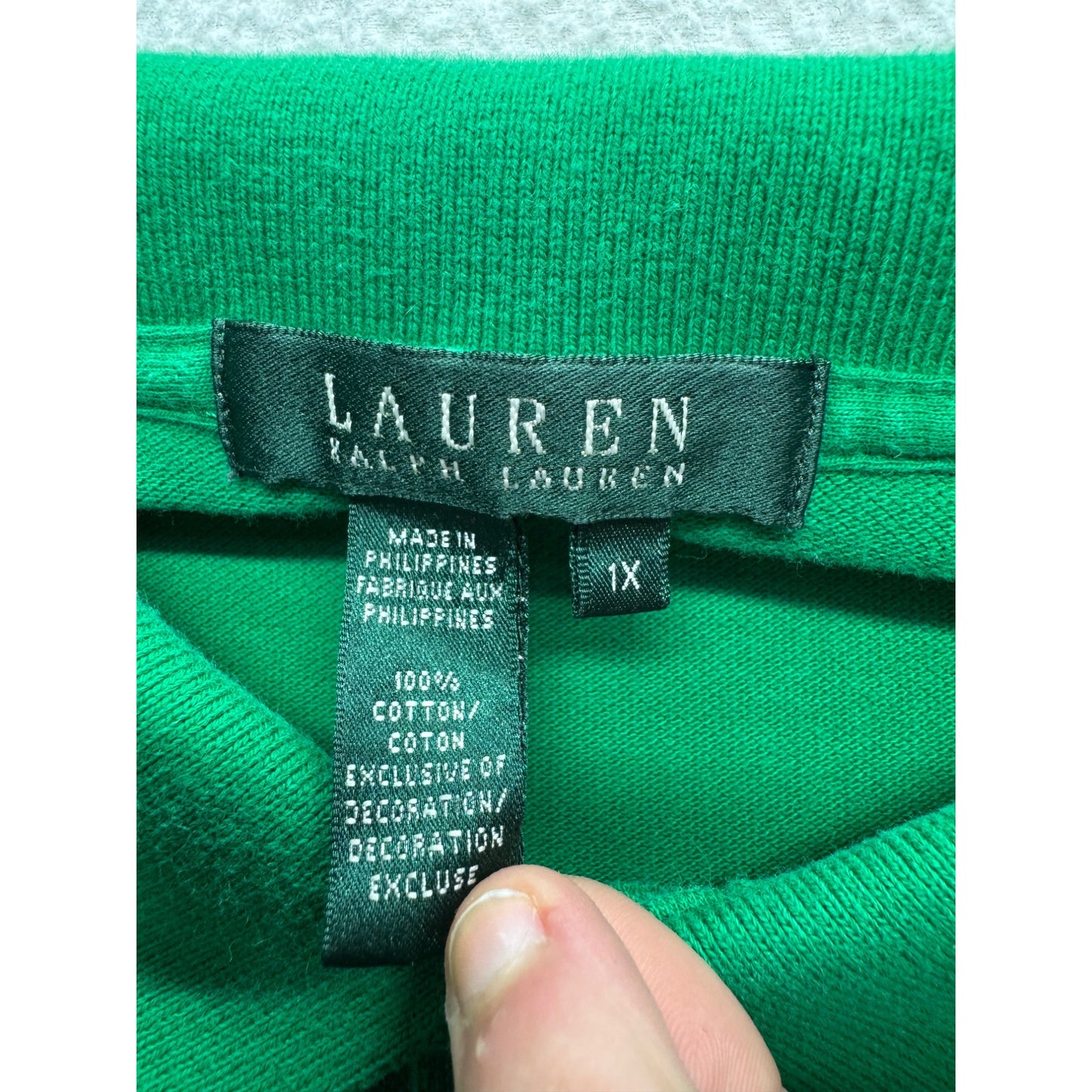 Lauren Ralph Lauren Green Polo Shirt 1X Embroidered Crest #9607