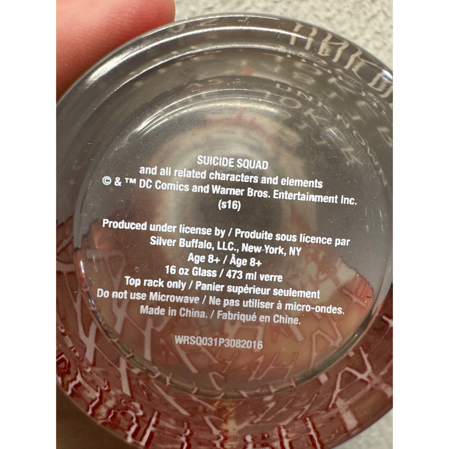 Suicide Squad Joker 16 Oz Glass Tumbler Red & Black Laughing Design #117B