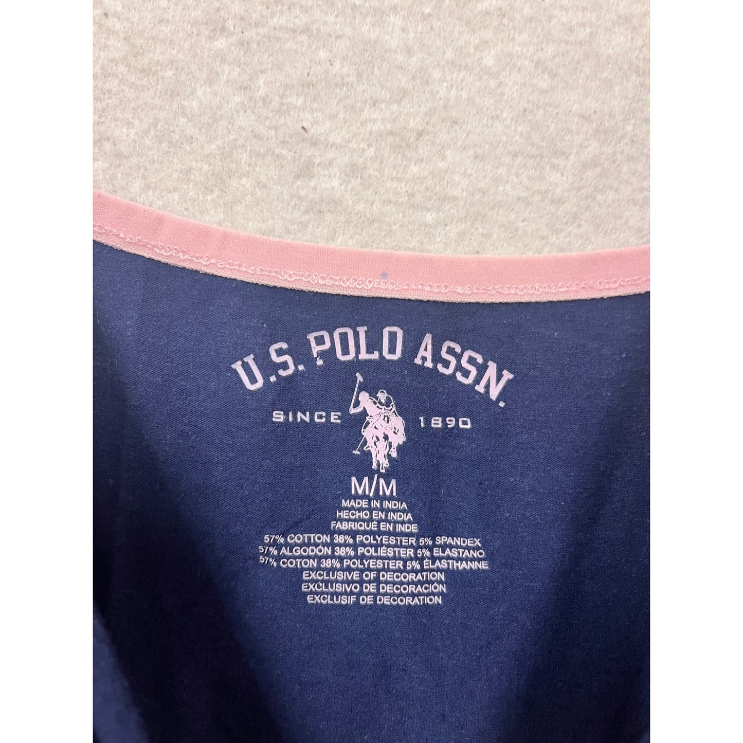 U.S. Polo Assn. Navy Blue Camisole Tank Top With Pink Trim M/M #506A