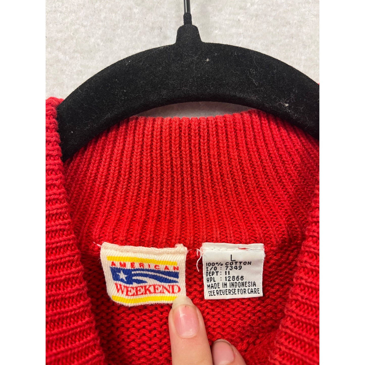 Vintage American Weekend Red Turtleneck Sweater 100% Cotton #623A