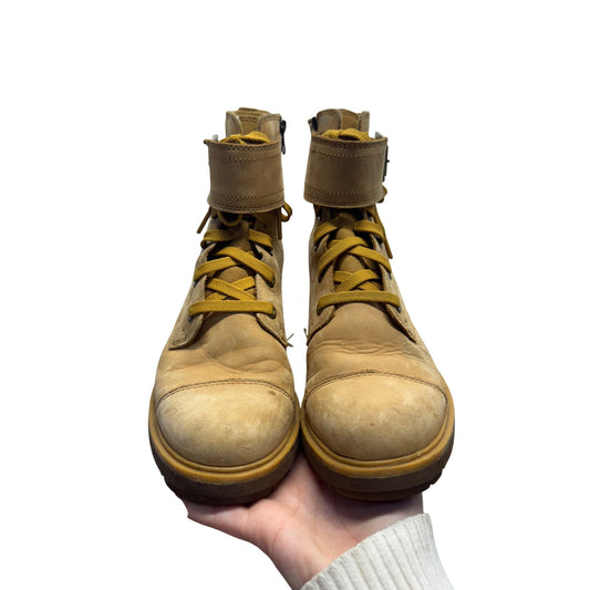 Timberland Tan Leather Lace-Up Ankle Boots With Buckle & Zipper Size 7 #13B