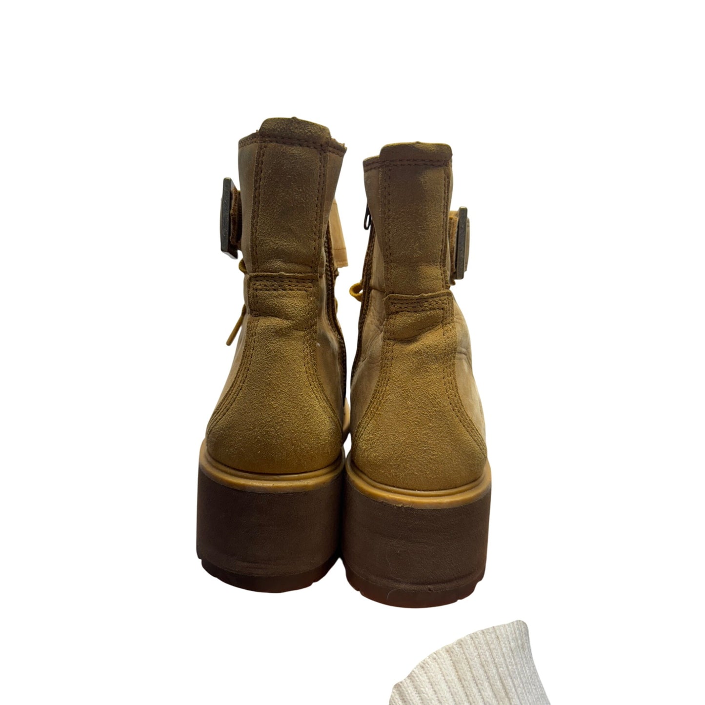 Timberland Tan Leather Lace-Up Ankle Boots With Buckle & Zipper Size 7 #13B
