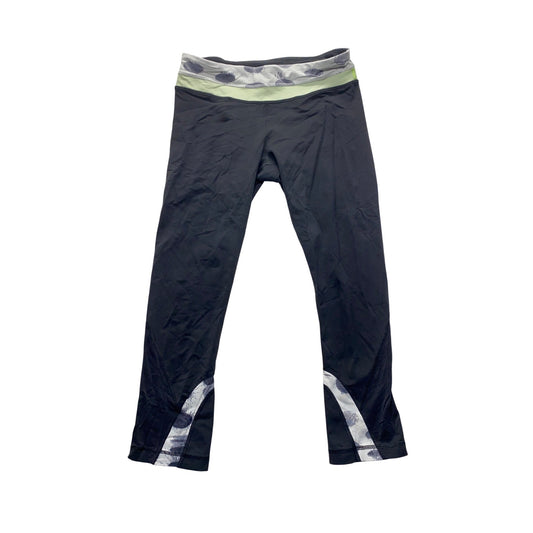 Lululemon Black Cropped Yoga Pants With Green & Gray Waistband #7334