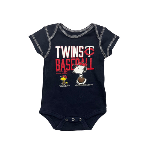 Minnesota Twins Baseball Baby Bodysuit Snoopy & Woodstock Graphic 0/3M #6452