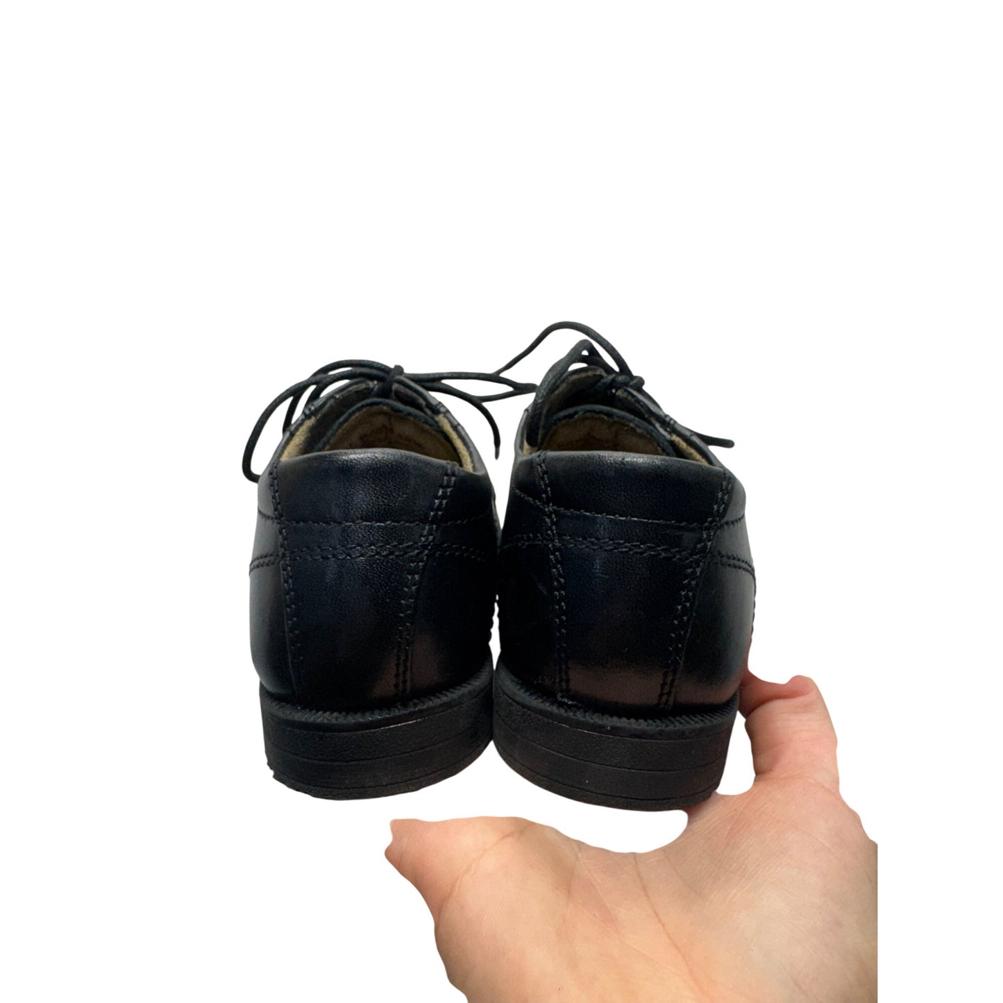 Florsheim Kids Black Leather Lace-Up Dress Shoes Durable Soles Size 4 #9639
