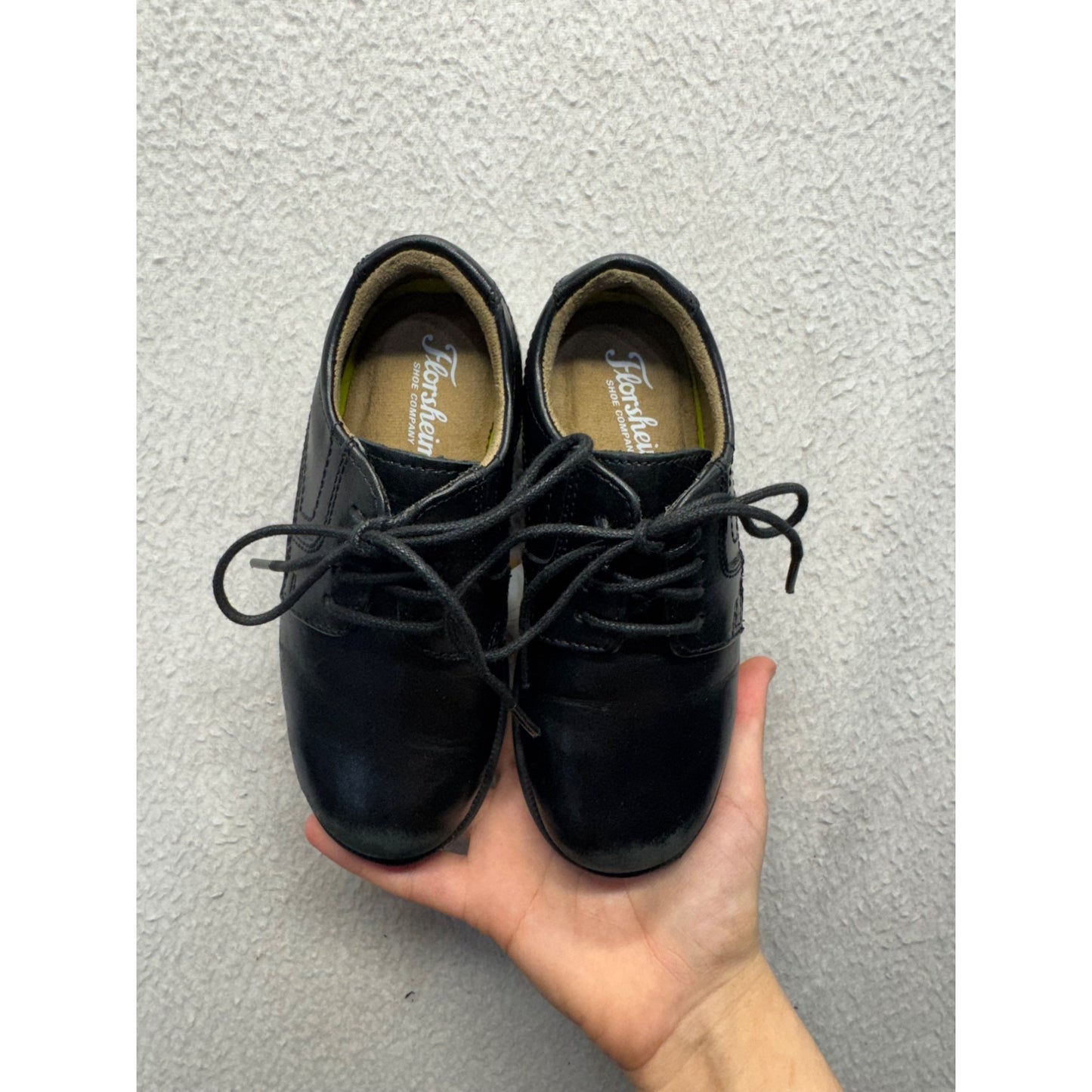 Florsheim Kids Black Leather Lace-Up Dress Shoes Durable Soles Size 4 #9639