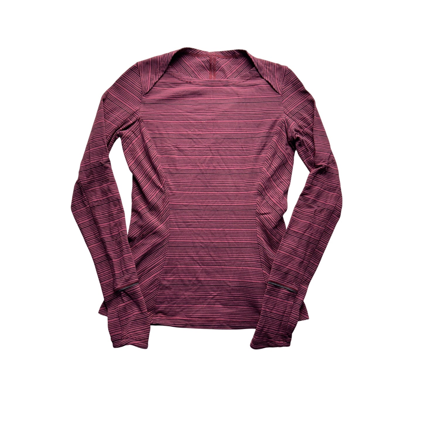 Lululemon Striped Performance Top Size 6 Purple with Thumbholes #9094