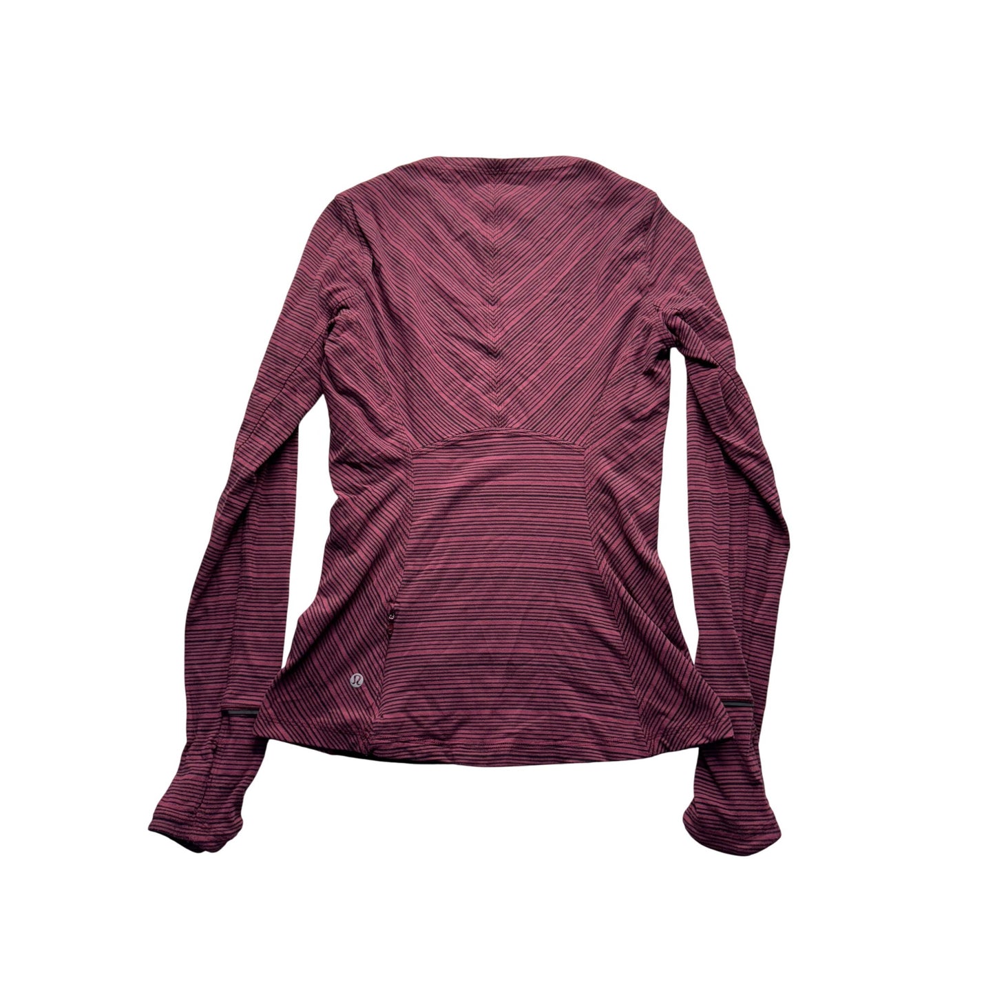 Lululemon Striped Performance Top Size 6 Purple with Thumbholes #9094