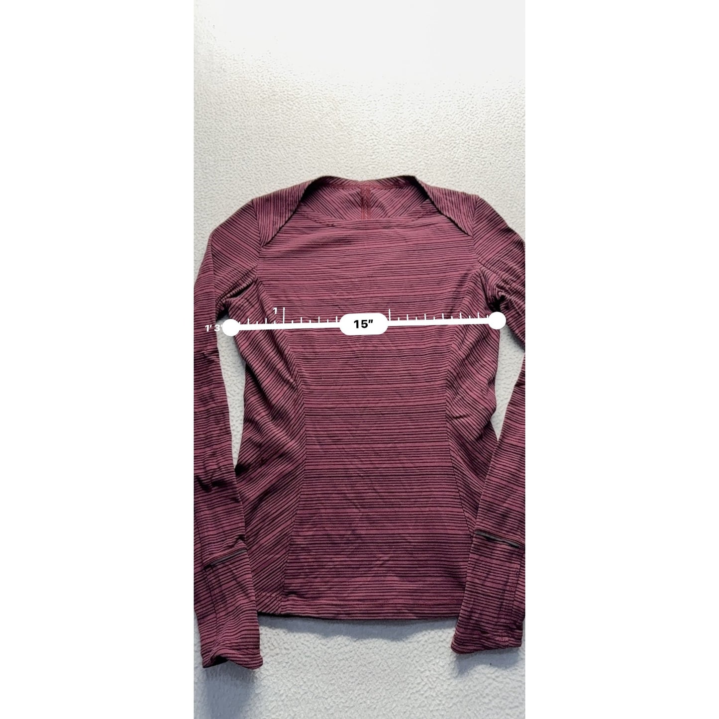 Lululemon Striped Performance Top Size 6 Purple with Thumbholes #9094