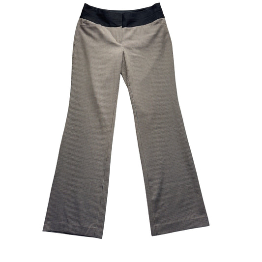 Express Editor Wide Leg Pants 6L Beige & Black Houndstooth #179B