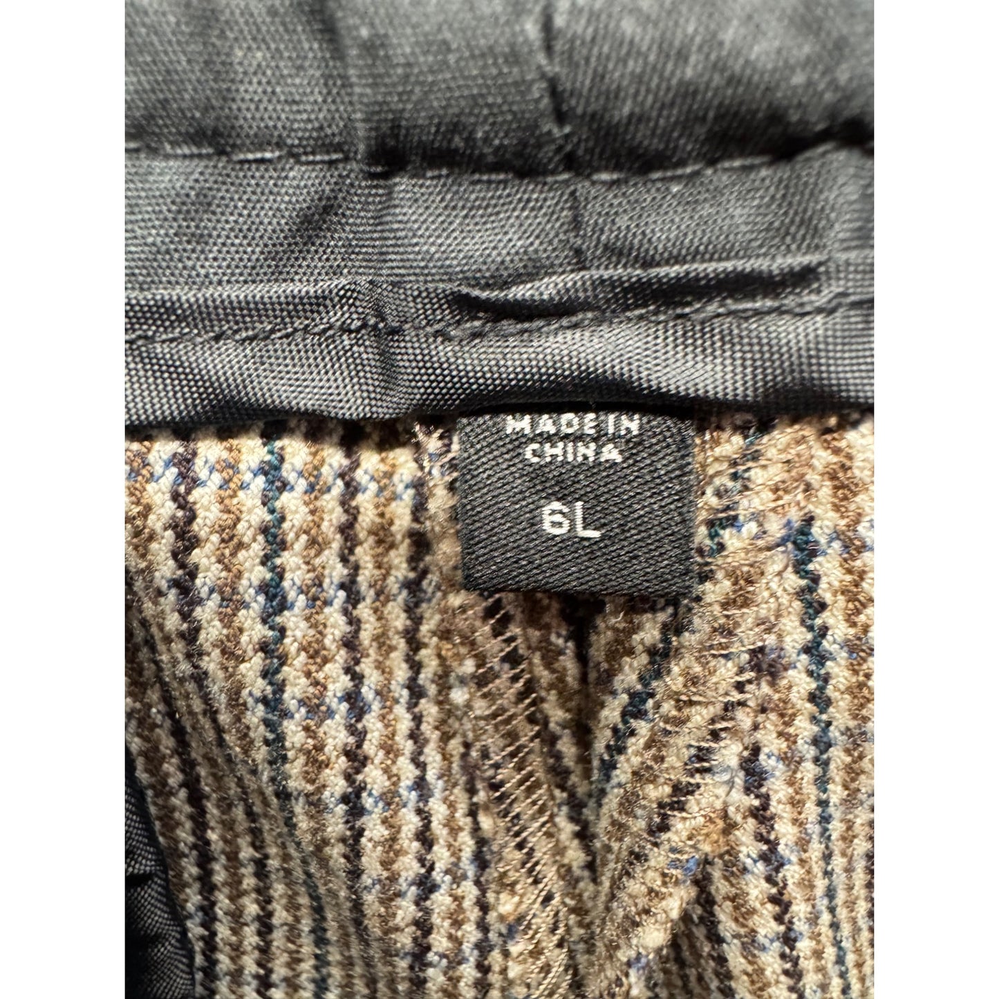 Express Editor Wide Leg Pants 6L Beige & Black Houndstooth #179B