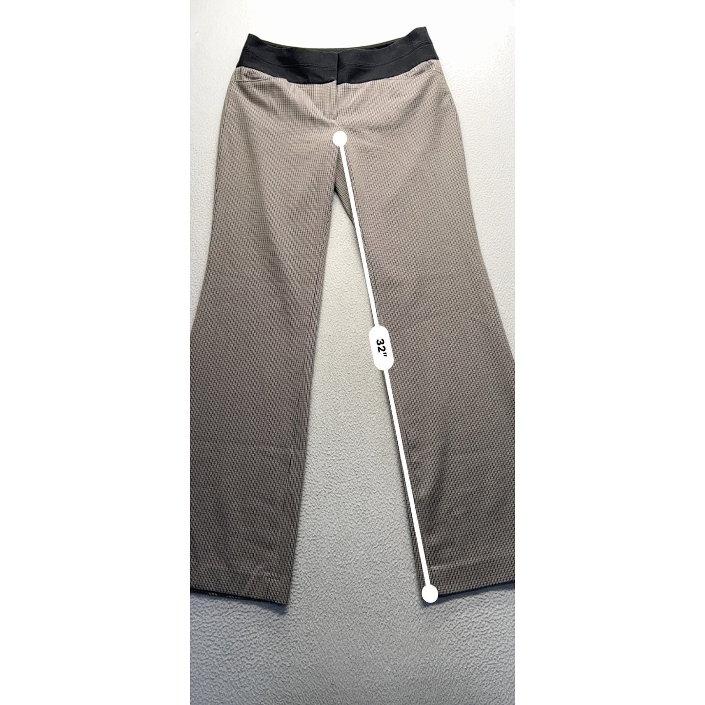Express Editor Wide Leg Pants 6L Beige & Black Houndstooth #179B