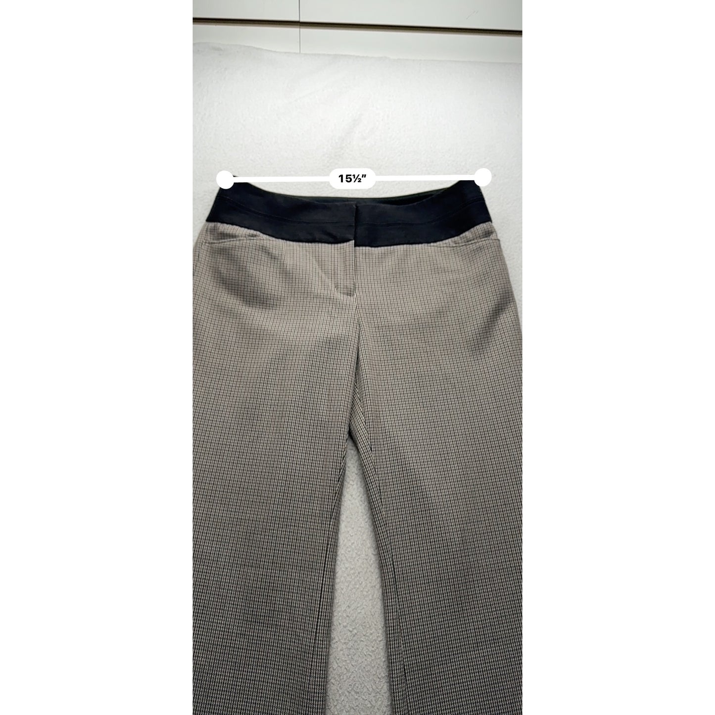 Express Editor Wide Leg Pants 6L Beige & Black Houndstooth #179B