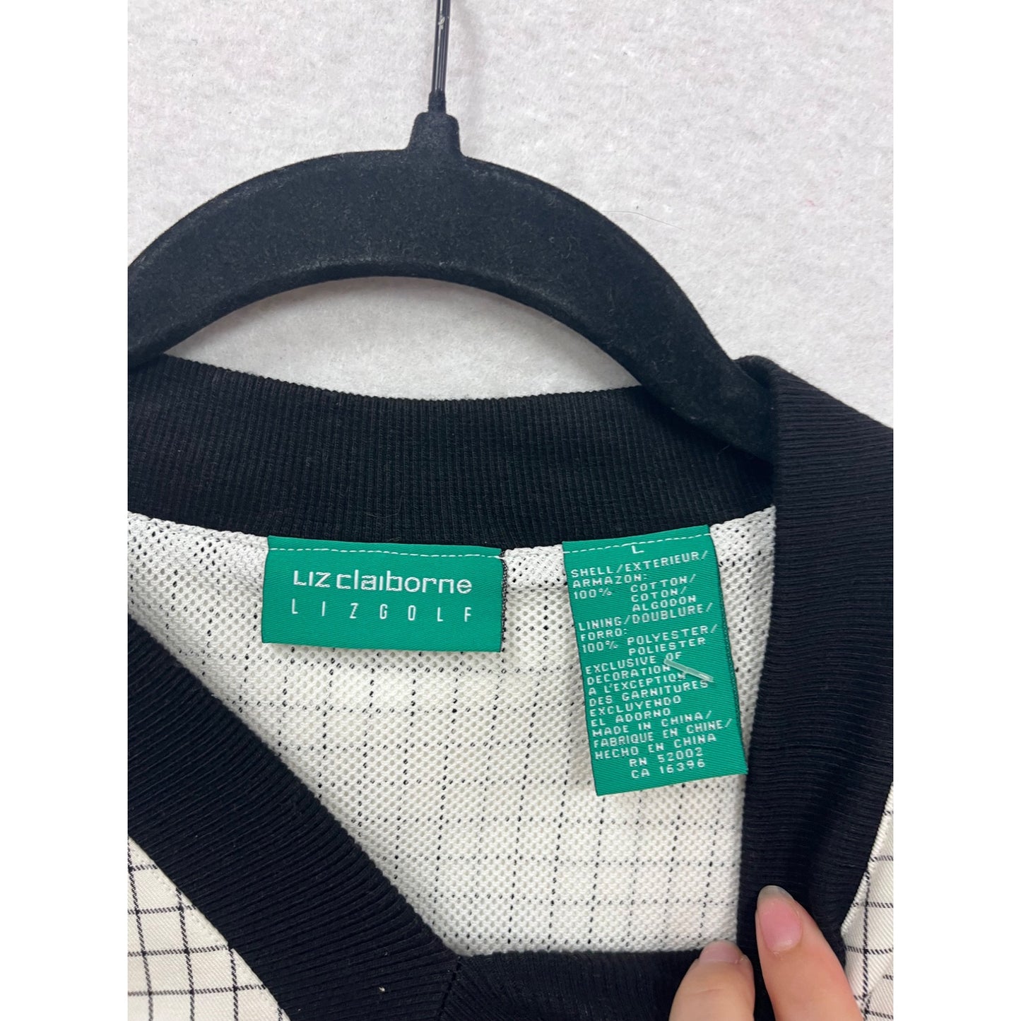 Liz Claiborne Lizgolf Grid Pattern Sleeveless V-Neck Sweater Vest #332A