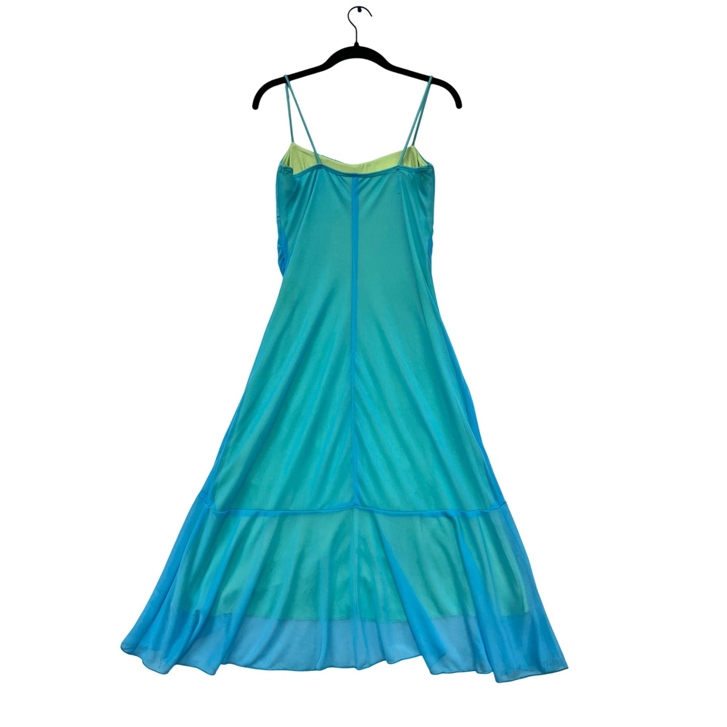 Studio Y Spaghetti Strap Layered Blue & Green Dress Size L #415A