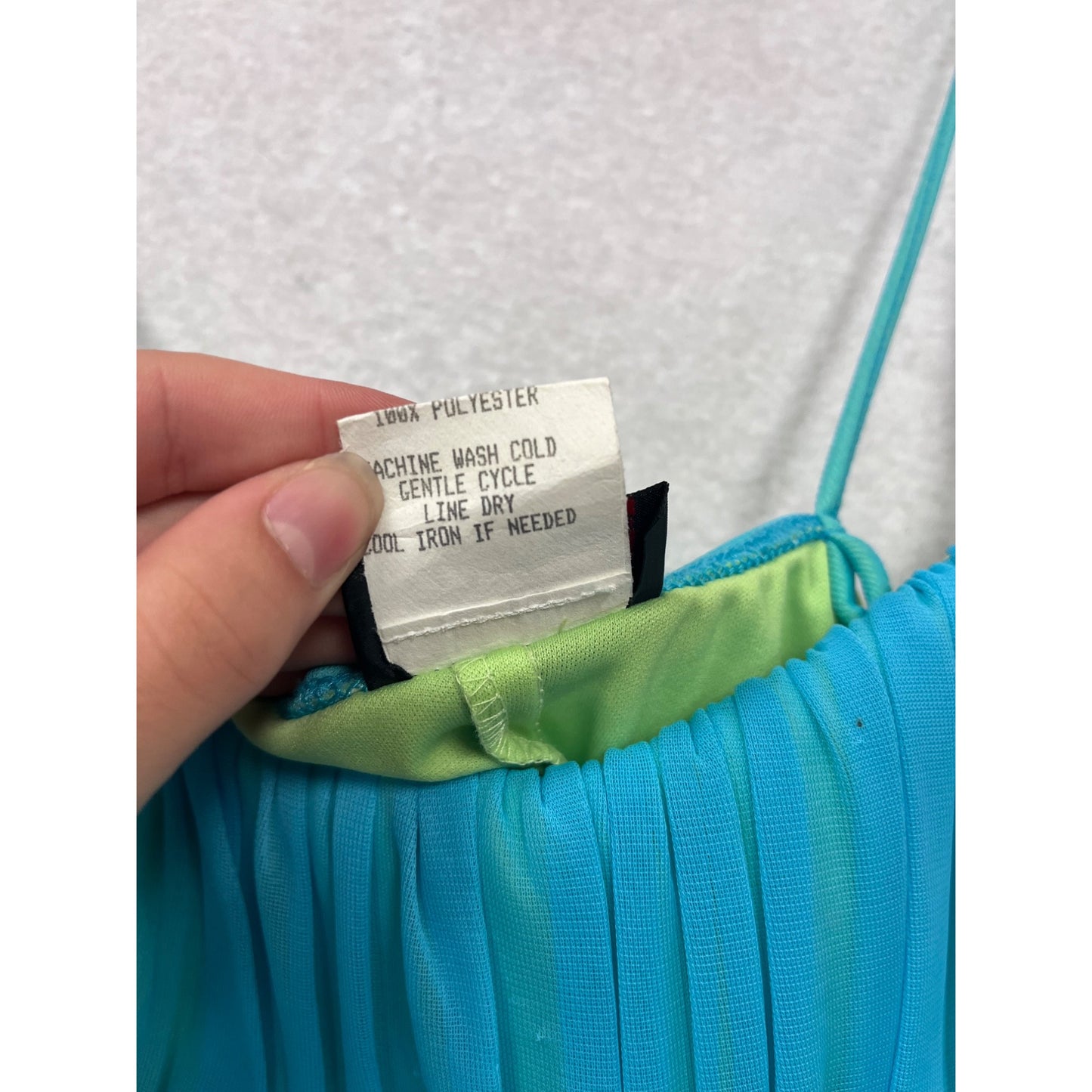 Studio Y Spaghetti Strap Layered Blue & Green Dress Size L #415A