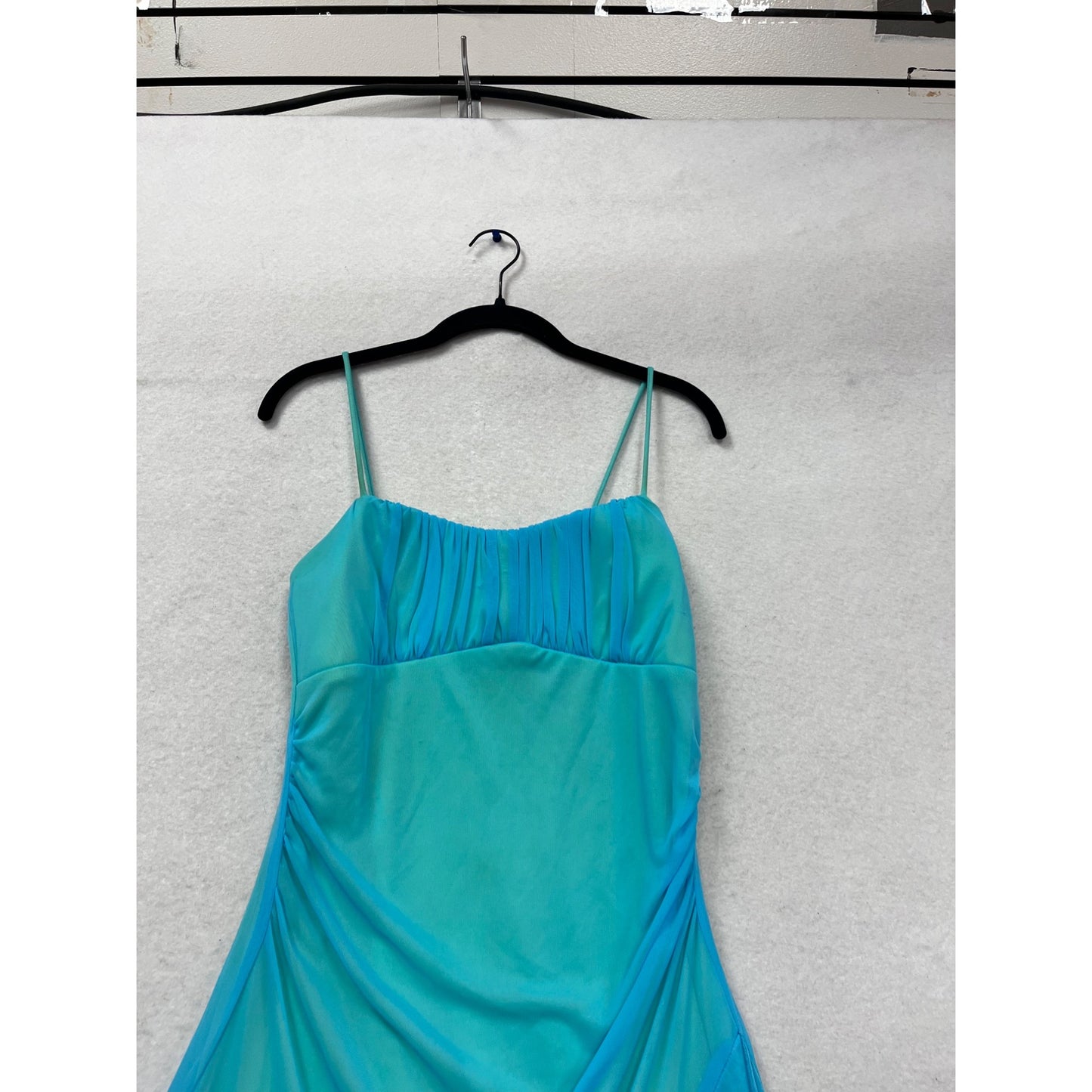 Studio Y Spaghetti Strap Layered Blue & Green Dress Size L #415A