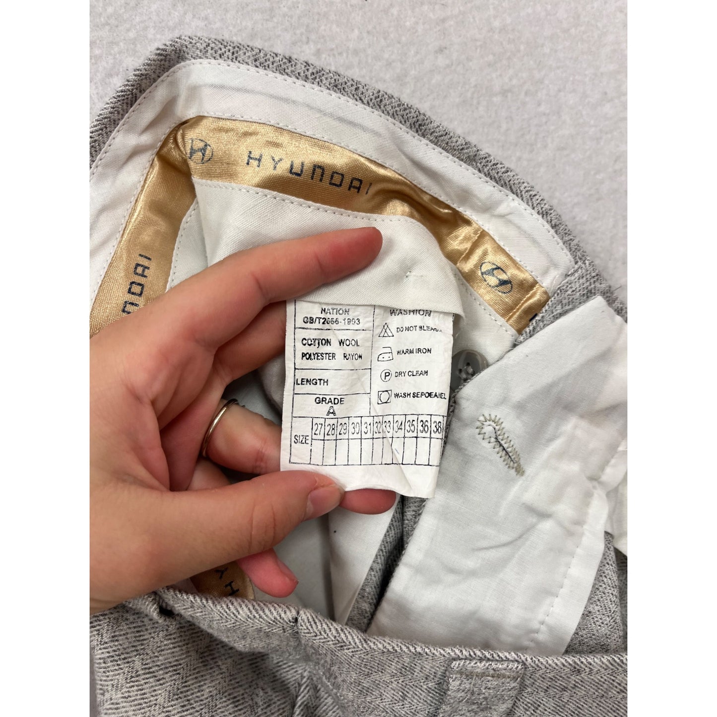 Gray Hyundai Wool Blend Trousers Size 36 #883A