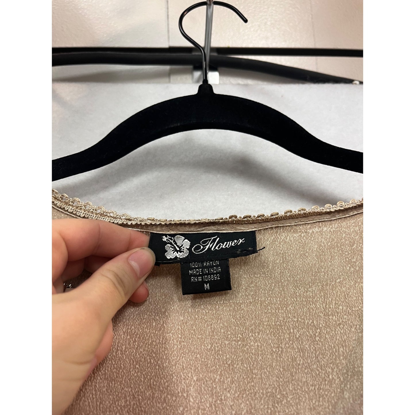 Bohemian Style Beige Button Front Sleeveless Dress M #952A