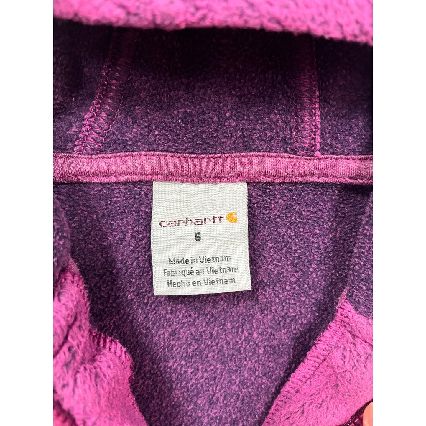 Carhartt Purple Hooded Zip-Up Jacket Size 6 #8759
