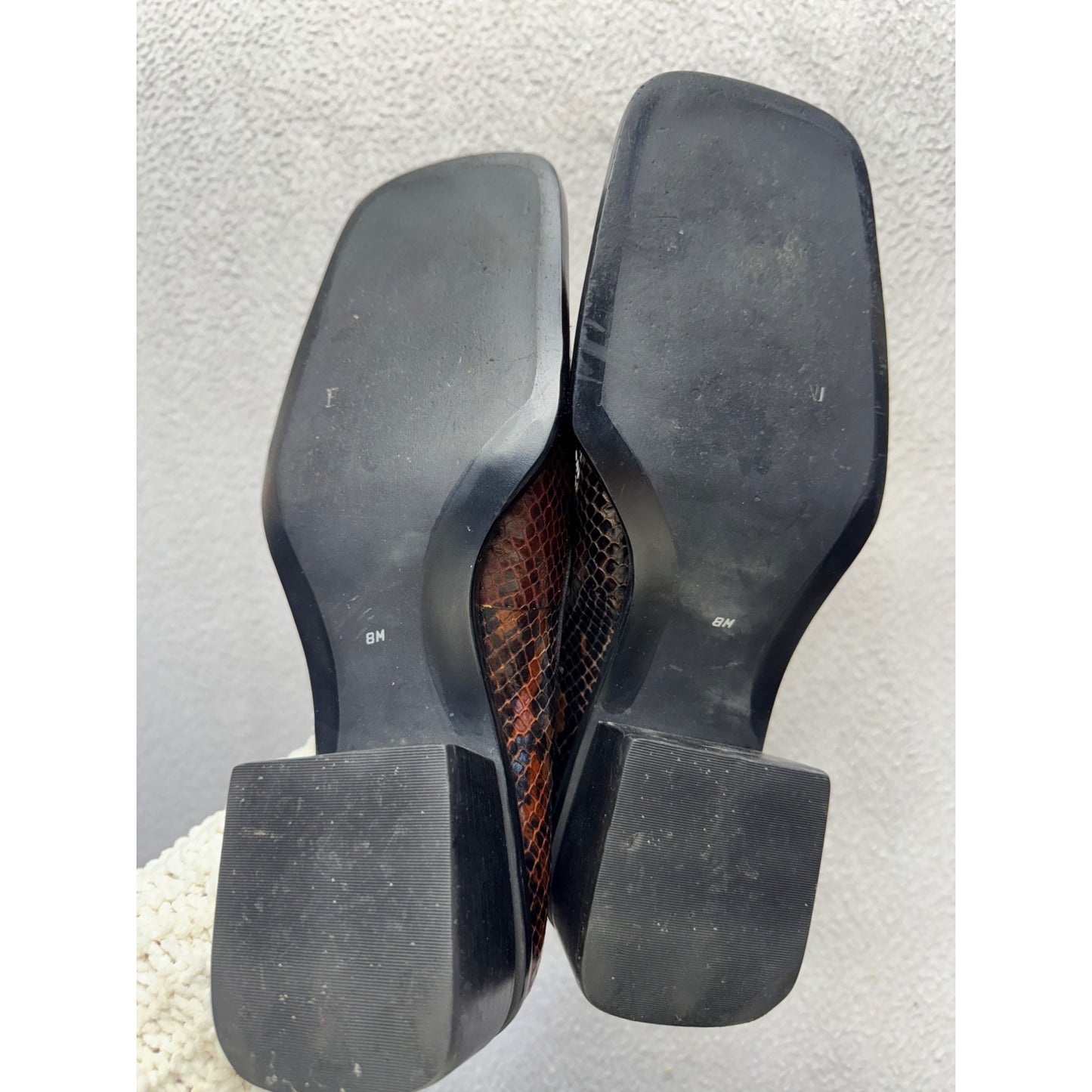 Etzo Angiolini Snake Print Square Toe Block Heel Loafers - Size 8M #9832