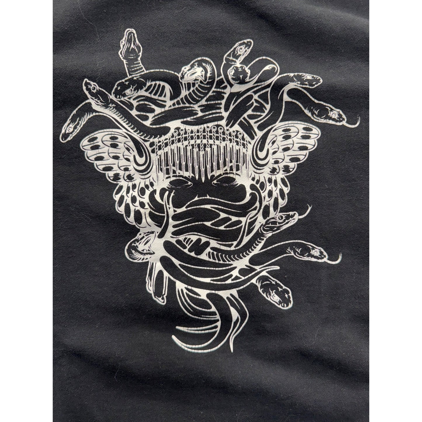 Black Crooks Sweatshirt Snake & Butterfly Graphic Design Text On Sleeve #9525