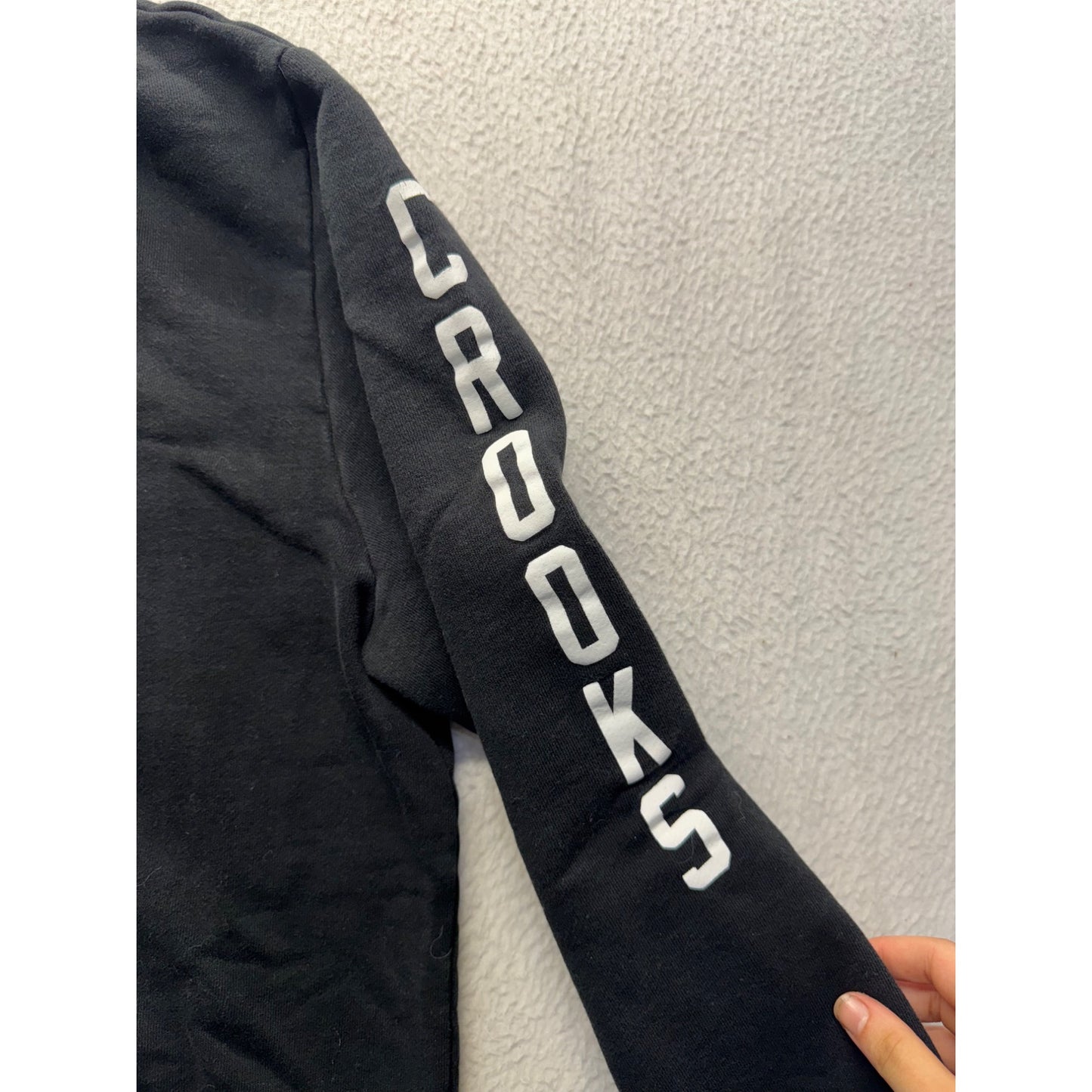 Black Crooks Sweatshirt Snake & Butterfly Graphic Design Text On Sleeve #9525