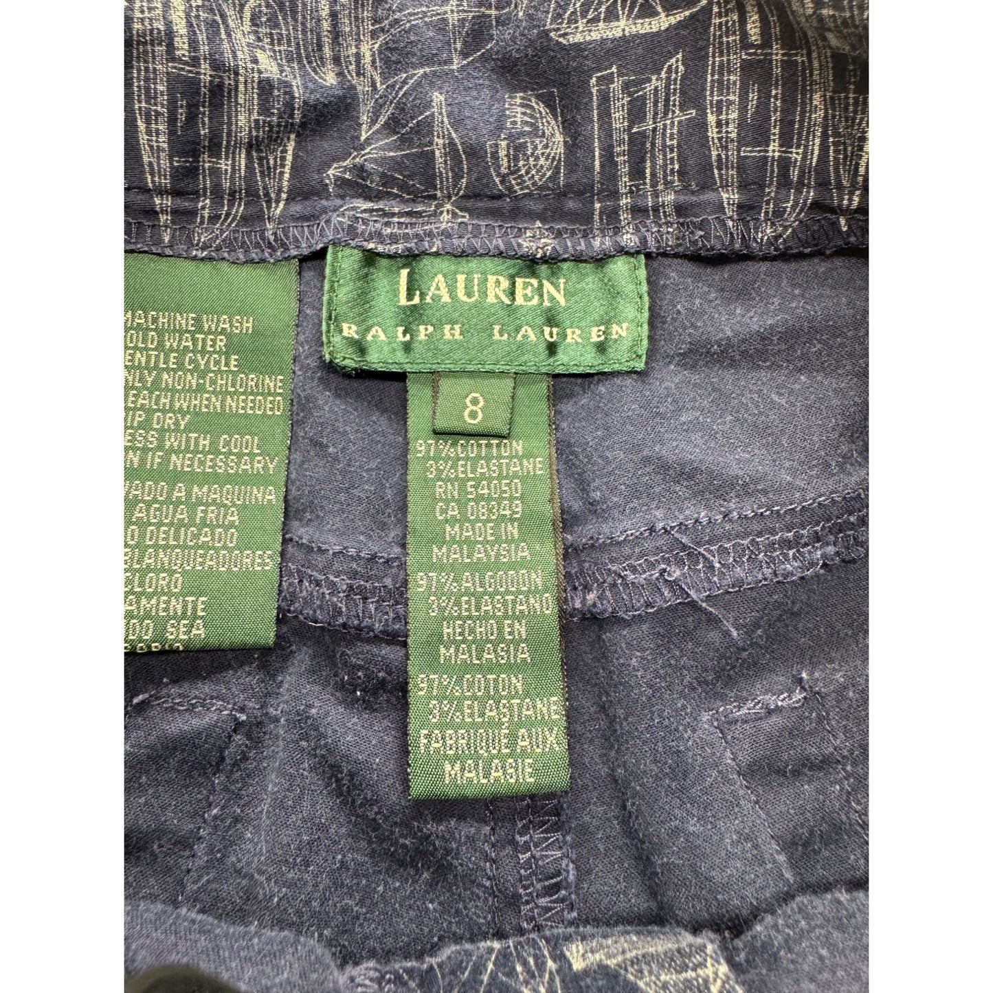 Ralph Lauren Navy Sailboat Print Pants Size 8 #9088